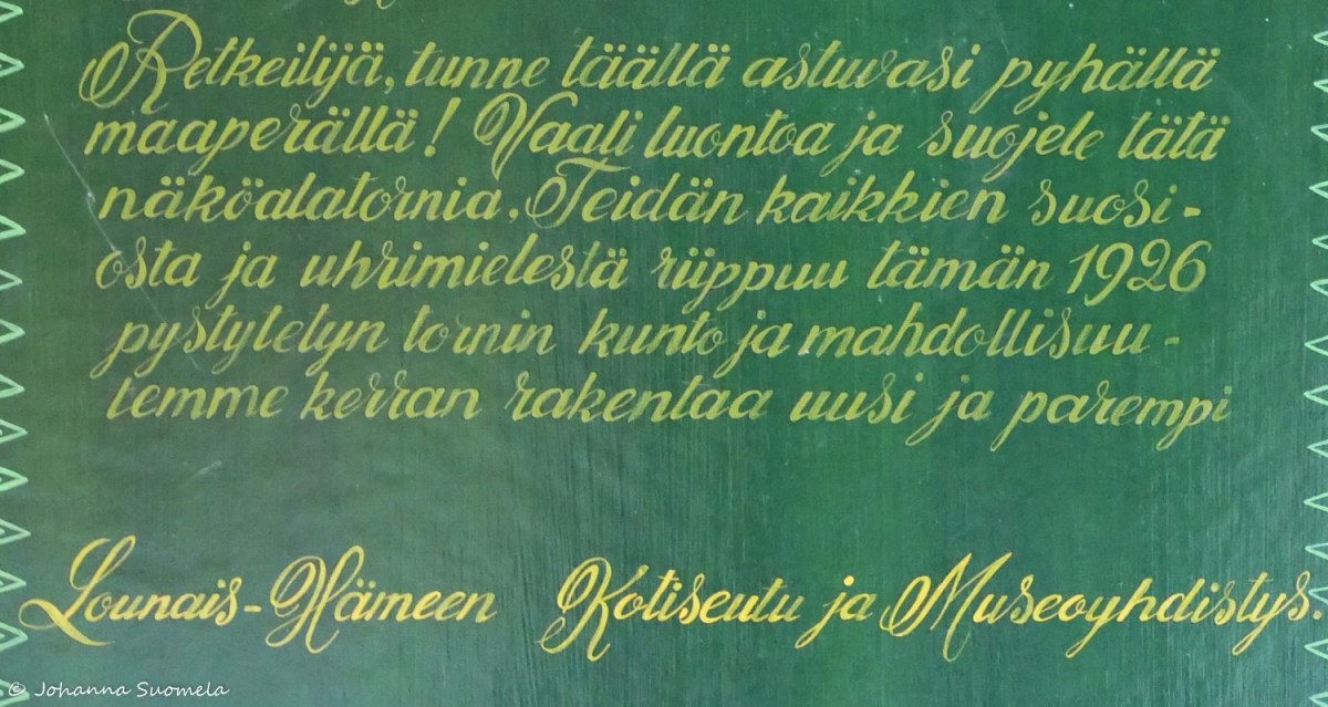 Kaukolanharjun näkötorni kyltti